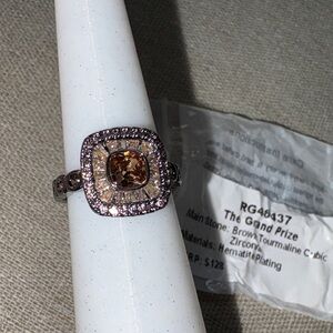 Bomb Party OG Ring Elegant Brown Tourmaline Ring on Hematite Plating